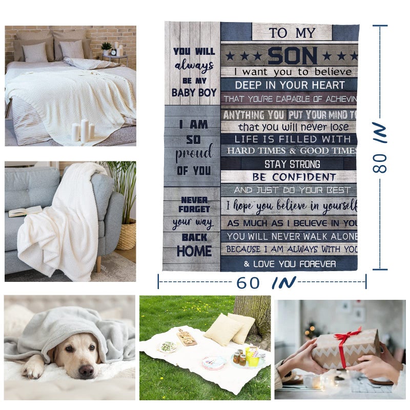 Yamco Son Gifts Blanket - Gifts for Son - Birthday Gifts for Son Throw Blankets 80""x 60"" - Son Gifts from Mom Dad - Wedding Gifts for Grown Son - Son Birthday Gift Ideas - Son Graduation Gifts for Him - Image 2