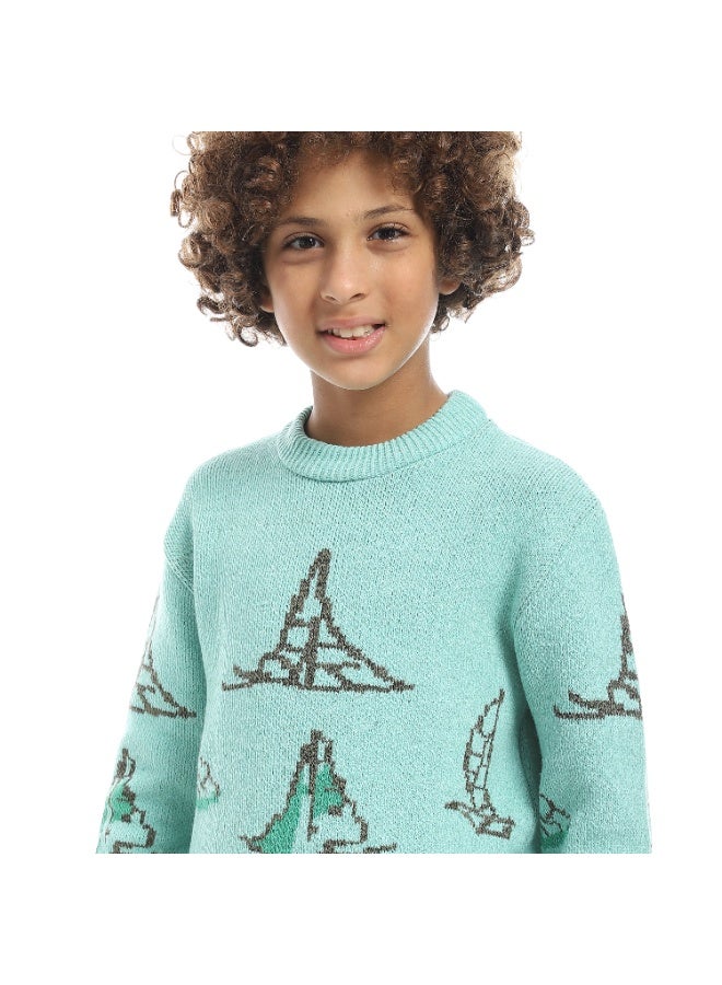 سيزار بلوفر صوف أولادي مزود بنقش مركب شراعي - Image 5