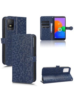 Case Cover For TCL 403 Honeycomb Dot Texture Leather Phone Case Blue