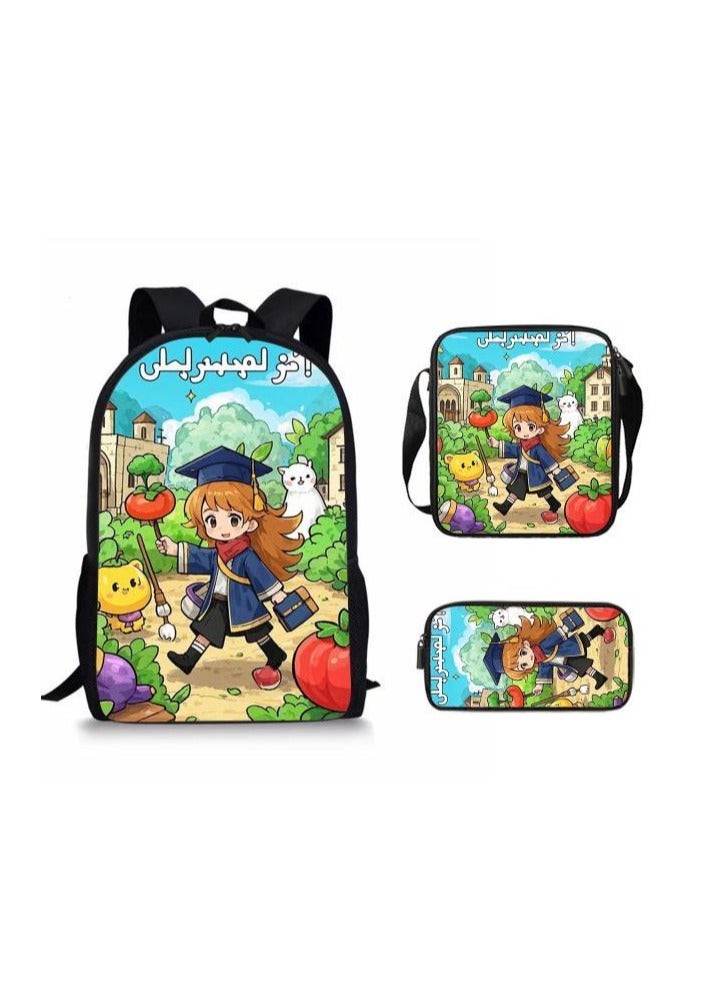 Cartoon style universal three-piece schoolbag - 953