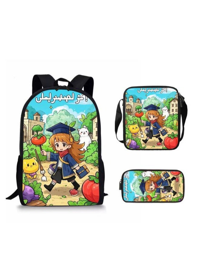 Cartoon style universal three-piece schoolbag - 953