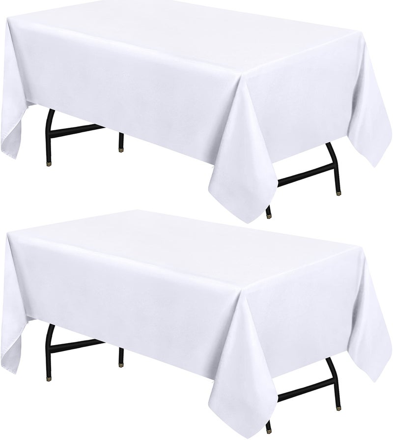 Utopia Kitchen Rectangle Table Cloth 2 Pack [60x84 Inches  White] Tablecloth Machine Washable Fabric Polyester Table Cover for Dining  Buffet Parties  Picnic  Events  Weddings and Restaurants - Image 1