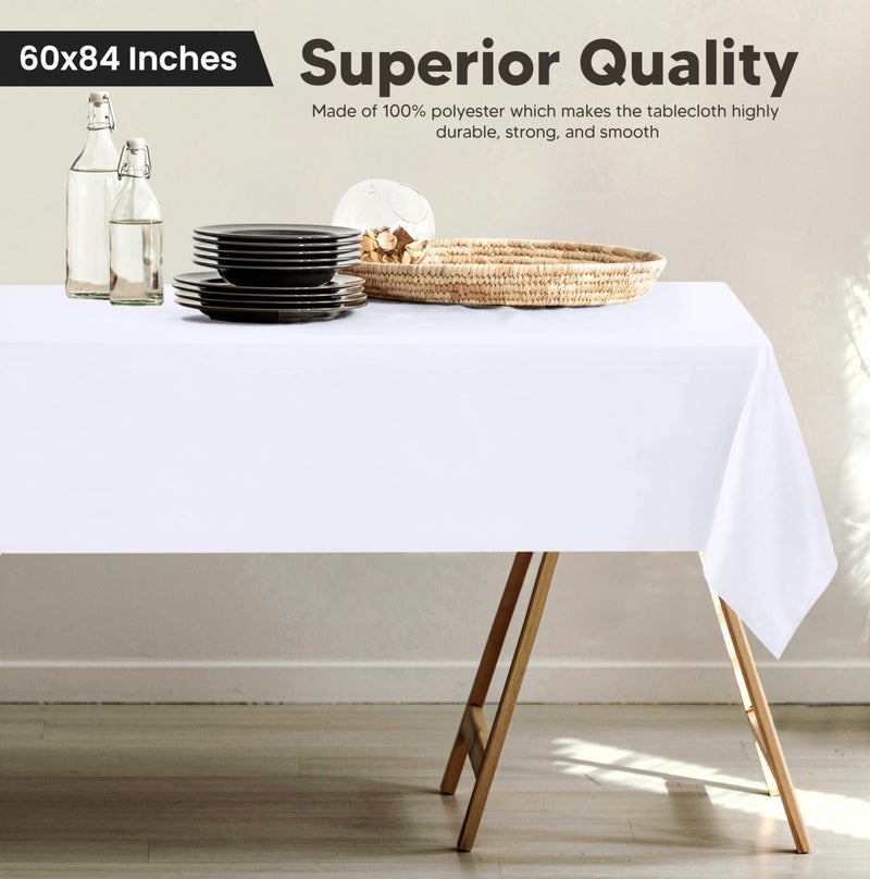 Utopia Kitchen Rectangle Table Cloth 2 Pack [60x84 Inches  White] Tablecloth Machine Washable Fabric Polyester Table Cover for Dining  Buffet Parties  Picnic  Events  Weddings and Restaurants - Image 2