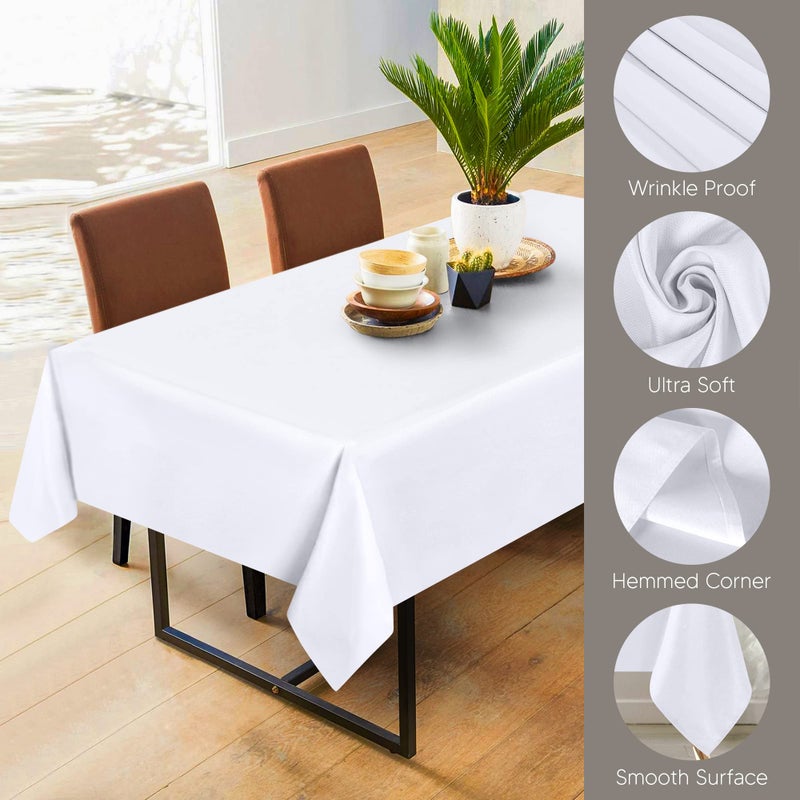 Utopia Kitchen Rectangle Table Cloth 2 Pack [60x84 Inches  White] Tablecloth Machine Washable Fabric Polyester Table Cover for Dining  Buffet Parties  Picnic  Events  Weddings and Restaurants - Image 3