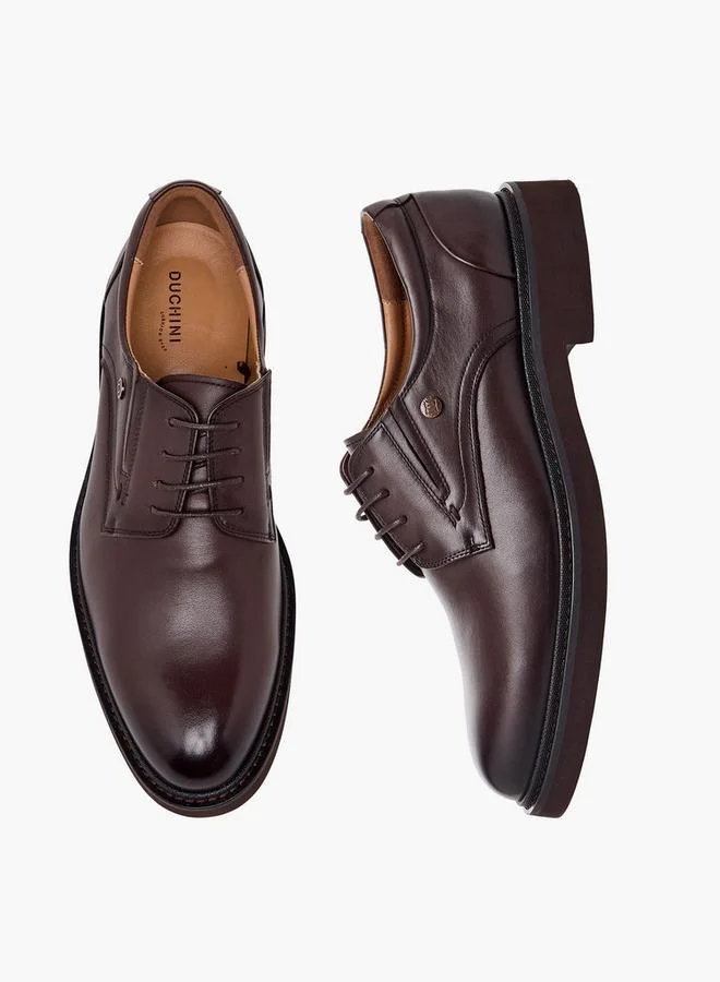 دوتشيني Men Lace-Up Leather Derby Shoes