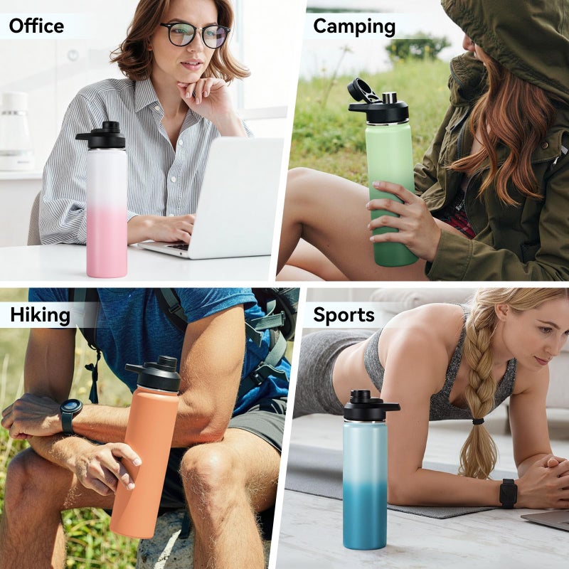 Fijinhom 24 oz Insulated Water Bottle with Handle, 310 Stainless Steel Water Bottles with Wide Mouth, Double Wall Vacuum Sports Water Bottle, BPA Free, Keep Cold and Hot, Strawberry Milk - Image 5