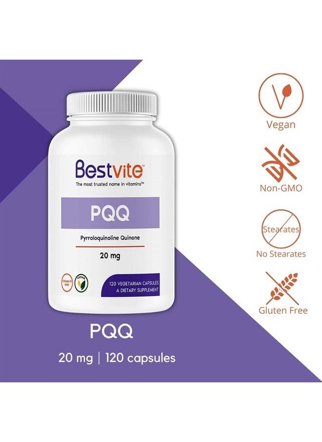 BESTVITE PQQ 20mg (Pyrroloquinoline Quinone) (120 Vegetarian Capsules) - No Stearates - Vegan - Non GMO - Gluten Free  - Image 3