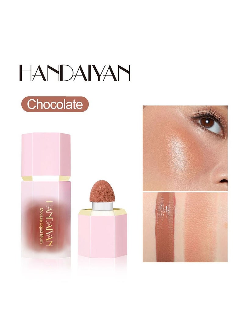 Handaiyan Mousse Liquid Blush For Cheeks Cream Face Blusher Stick with Sponge Palette Bronzer Highlighter Shape Contour Moisturizing And Breathable Matte Finish Long-wearing Waterproof For Women Makeup  - Image 1