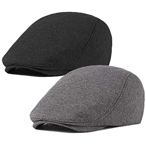 Qunson 2 Pack Men's Cotton Flat Cap Ivy Gatsby Newsboy Hat (I) - Image 1