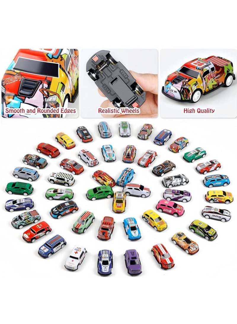 32 Pack Pull Back Toy Cars with Large Car Storage Box And Themed Large Map, Back to Force Toy Cars, Alloy Cast Mini Die-Cast Race Cars, Party Favor Cars Toys, Best Gifts for Toddlers, Birthday Gifts - Image 2