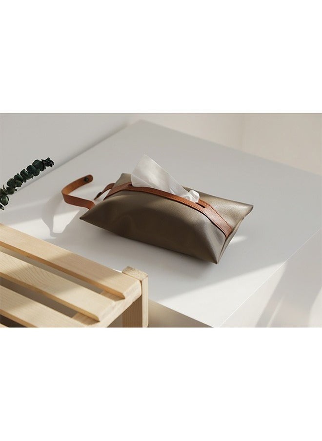 Generic - Tissue Bag Tissues Box, PU Leather Hanging Storage Case, Pouch Box Napkin Case Container for Home Car Office Cafe Restaurant (Brown) - Image 1