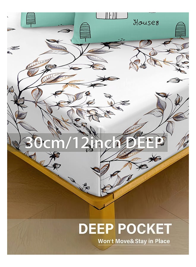 Noon East 4Pcs Comforter Set | Soft Microfiber Material | Multiple Color | 1 Duvet Cover 200 X 230 Cm, 1 Fitted Sheet 180 X 200 Cm With 30 Cm Deep Pocket, 2 Pillow Cases 50 X 75 Cm | Suitable For Queen Size Mattress - Image 5