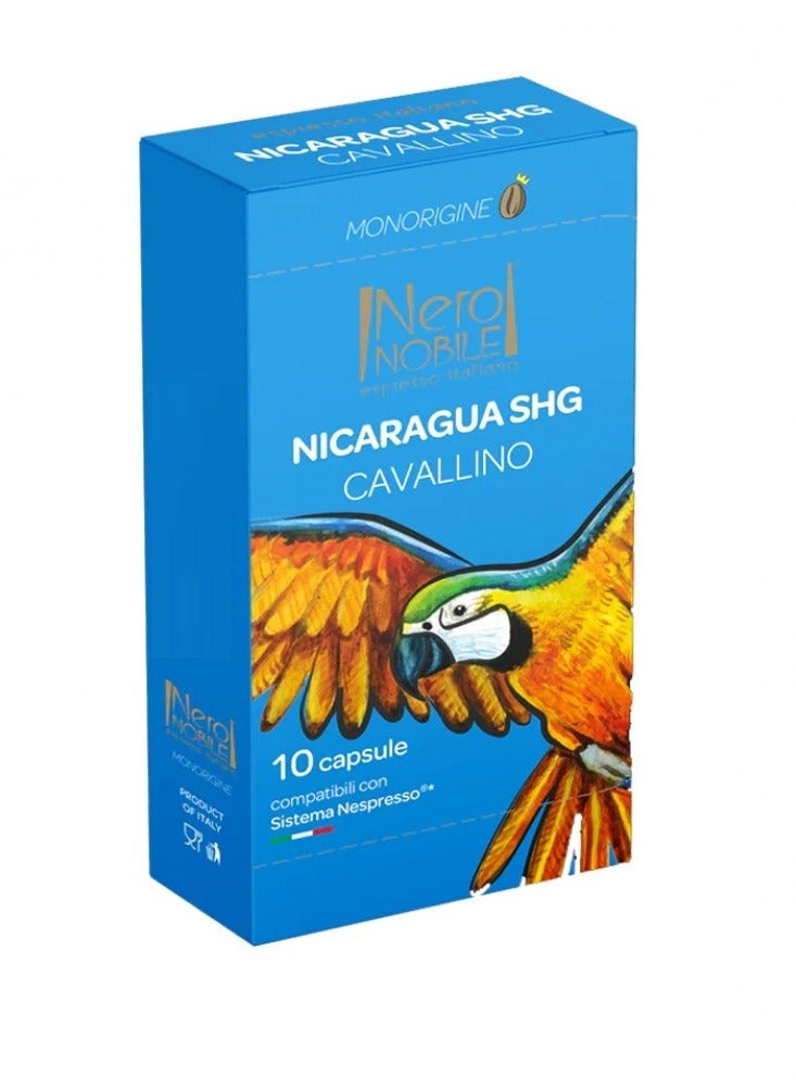 Nero NOBILE Espresso Italiano Nicaragua Shg Cavallino 100% Arabica 10 Caps. Nespresso Compatible  - Image 2