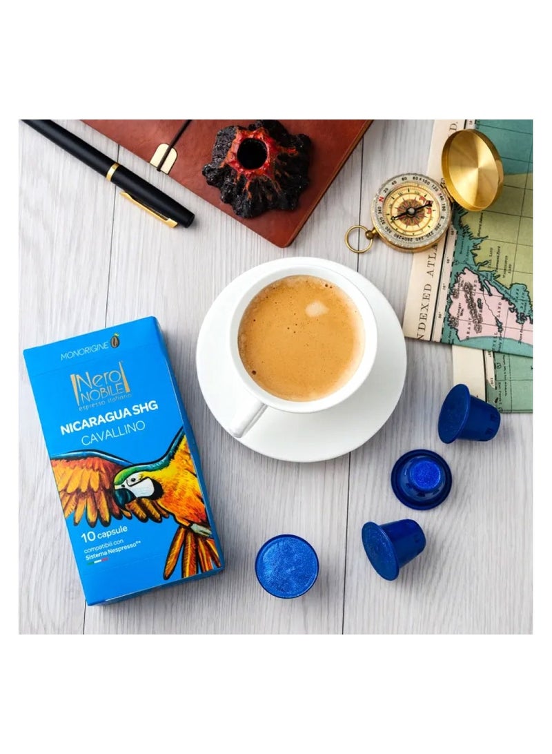 Nero NOBILE Espresso Italiano Nicaragua Shg Cavallino 100% Arabica 10 Caps. Nespresso Compatible  - Image 4