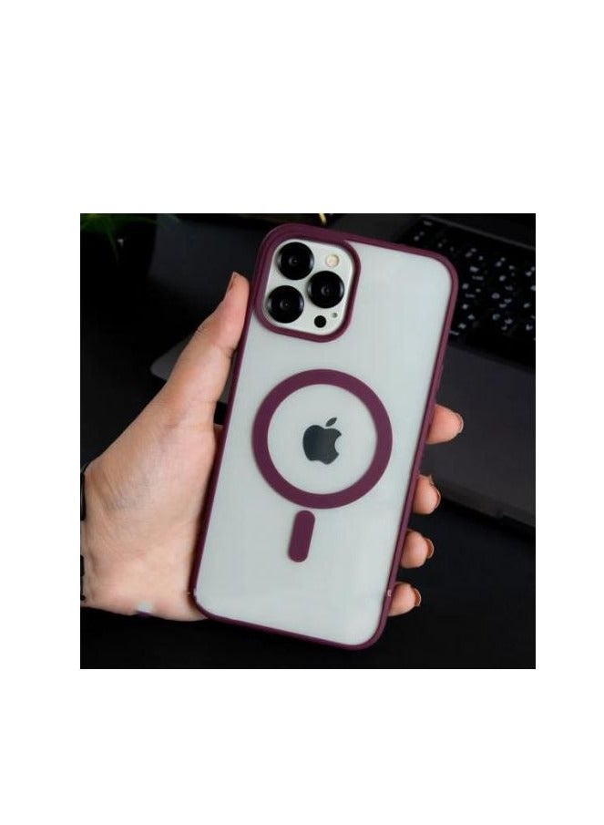 ten.tech Transparent magnetic protection case compatible with MagSafe for iPhone 12 Pro Max English mobile phone, anti-shocks and scratches (wine red) Silicone back cover by Ten Tech  - Image 1