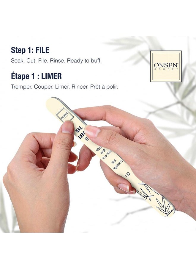 Japanese Nail File Buffer And Shine Kit Professional Nail File 3Way Nail Buffer Block W/Free Replacement Pads & Nail Strengthening Reboot Oil For Healthy Nails Nail Reboot Kit 1Pk