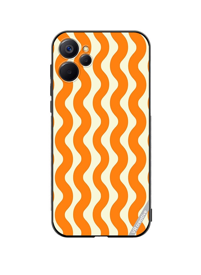 VR CREATIVE Protective Case Cover For Realme 9i 5G Vertical Groovy Chevron Orange Stripe Autumn Pattern Design Multicolour - Image 1