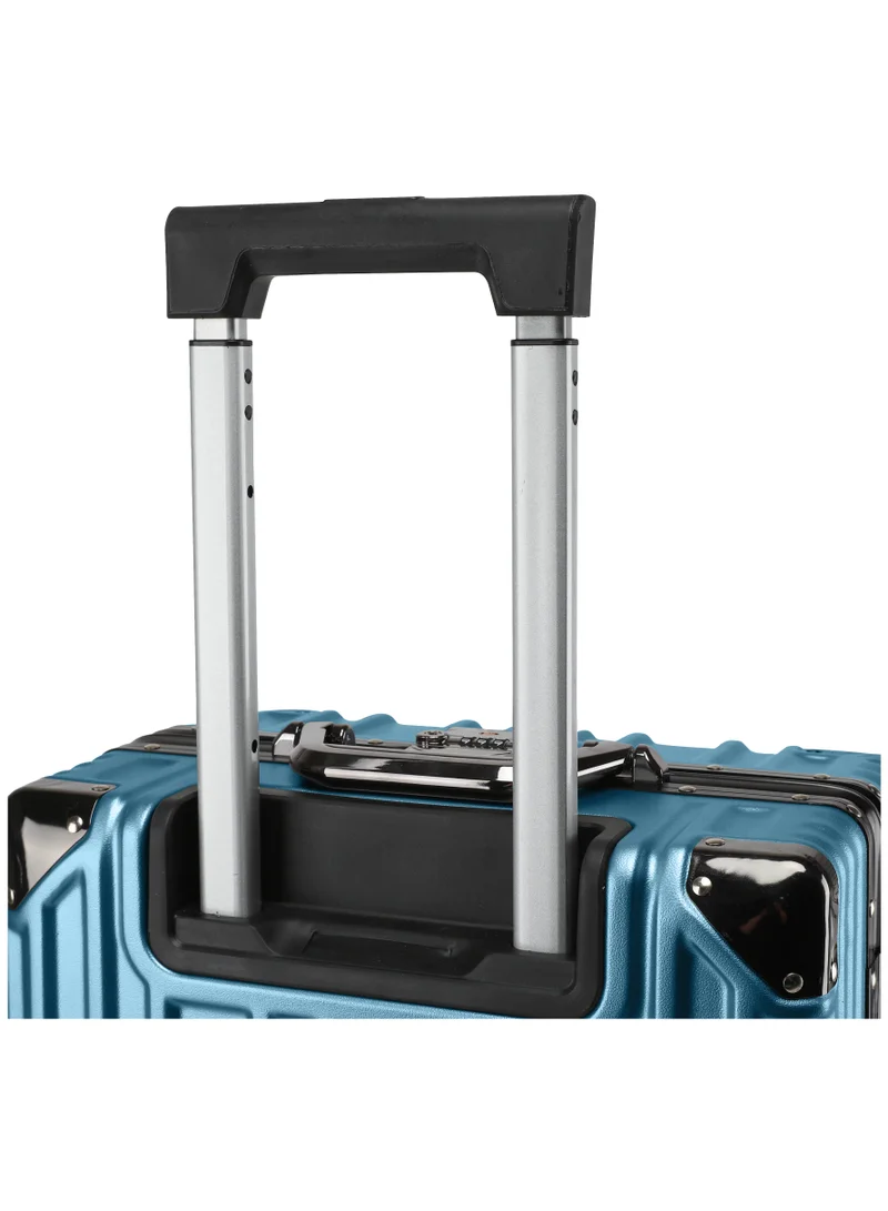 CABINPRO Lightweight Aluminum Frame Fashion Luggage Trolley Polycarbonate Hard Case Large Checked Luggage Suitcase with 4 Quite 360 Degree Double Spinner Wheels CP001 Dark Blue