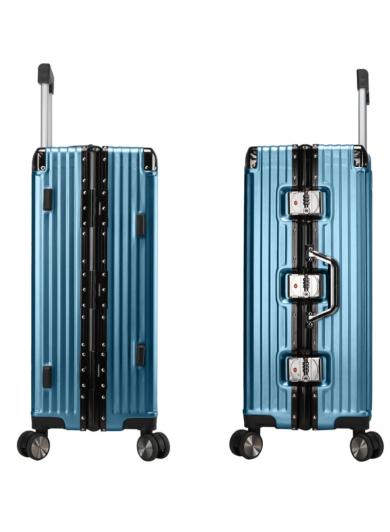 CABINPRO Lightweight Aluminum Frame Fashion Luggage Trolley Polycarbonate Hard Case Large Checked Luggage Suitcase with 4 Quite 360 Degree Double Spinner Wheels CP001 Dark Blue - Image 5
