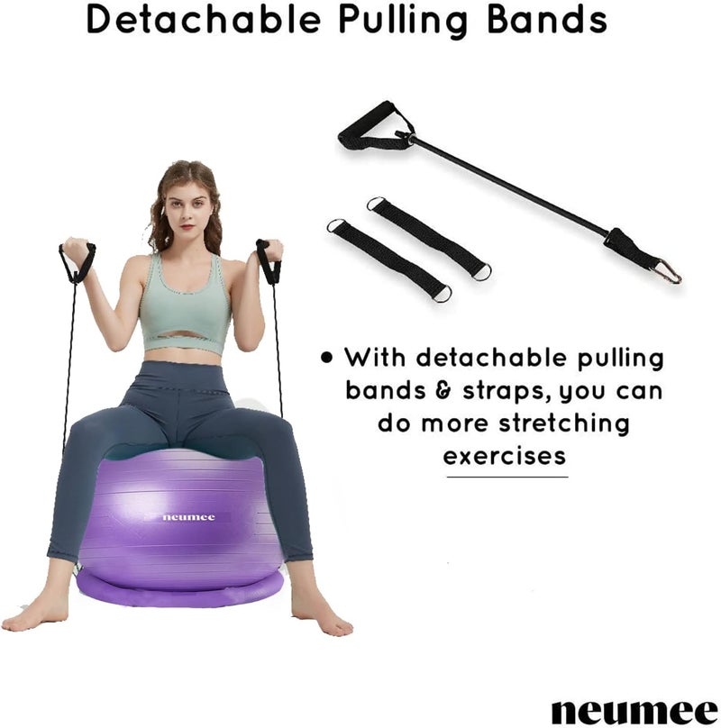 neumee Yoga Ball Chair with 65cm Exercise Ball & 2 Resistance Bands, Stability Base for Home Office, Yoga, Pilates & Fitness, Balance Ball for Posture, Core Strength & Low Impact Workouts - Image 4