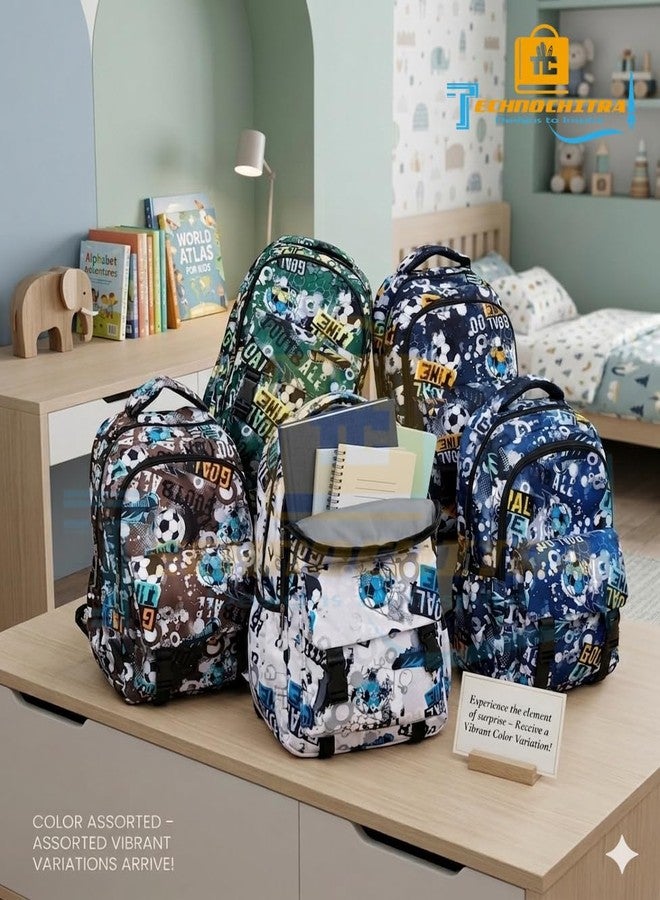 TECHNOCHITRA Sporty School & College Backpack with Laptop Compartment for Boys & Girls (12+ Years) | Lightweight Water-Resistant Bag for School, College & Travel | 3 Compartments, Bottle Pocket - Image 4