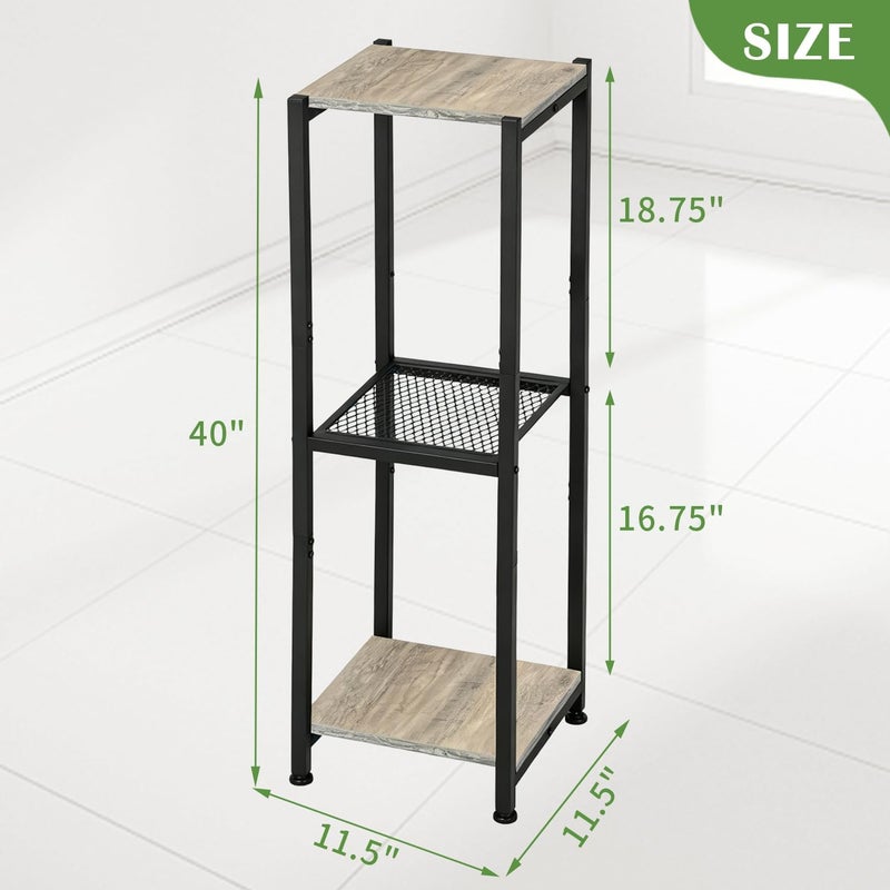 Dipion Extra Tall Plant Stand Indoor,40 Inch Plant Stands,3 Tier Metal Plant Stand with Heavy Duty Wood and Metal Mesh Shelf,Greige and Black - Image 4