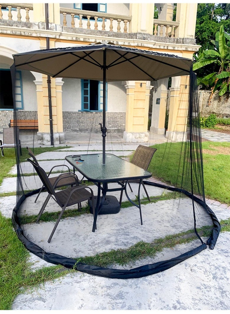 Windproof Patio Mosquito Net with Water Tube Weighted Base - All-Weather Insect Protection Screen for Roma Umbrellas - Image 2