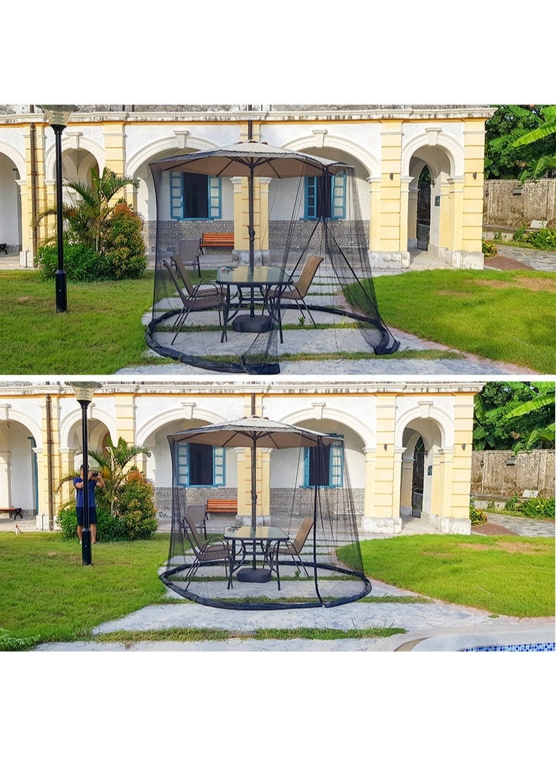 Windproof Patio Mosquito Net with Water Tube Weighted Base - All-Weather Insect Protection Screen for Roma Umbrellas - Image 3