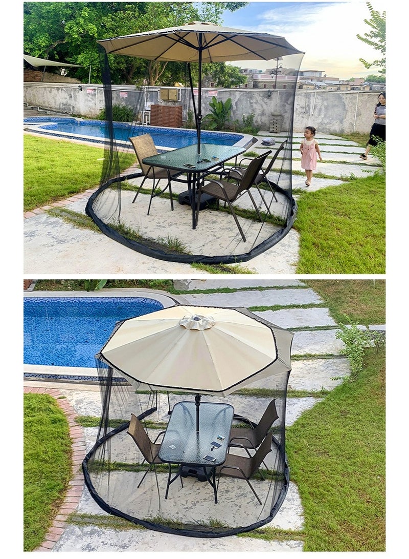 Windproof Patio Mosquito Net with Water Tube Weighted Base - All-Weather Insect Protection Screen for Roma Umbrellas - Image 1