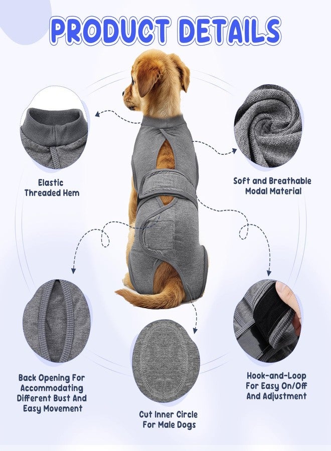 Lukovee Dogs Recovery Suit - Adjustable Dog Onesie for Female Male Dogs, Breathable Anti Licking Cone Alternative Surgery Pet Surgical Body Suit After Spay Abdominal Wounds Neuter (M, Gray) - Image 3