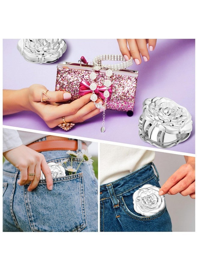 Panelee 96 Set Rose Compact Mirrors Bulk Wedding Party Favors Including Rose Shape Mirrors And Thank You Tags And Jute Twine With White Organza Bags For Wedding Party Guests Souvenir(Silver)  - Image 5
