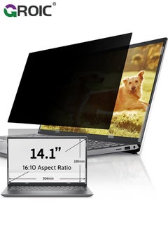 GROIC Laptop Privacy Screen 14.1 Inch for HP Dell Acer Asus Lenovo Thinkpad Envy Xps, 16:10 Aspect Removable Anti Blue Light Glare Privacy Screen Filter Shield, Anti Spy Computer Monitor Security Protector  - Image 1