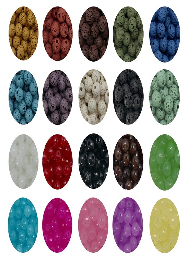 Pamir Tong 500pcs 6mm Bracelet Beads Kit Round Loose Lava Beads Natural Stone & Glass Beads Set for Diffuser Essential Oils Bracelets DIY Jewelry Making Supplies (6mm) - Image 1