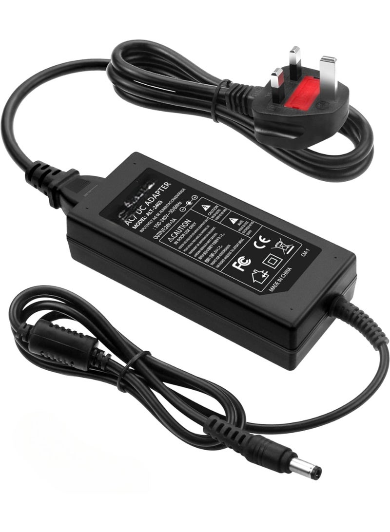 Salab 24V 3A 72W AC to DC Adapter Power Supply Converter AC 100V ~ 240V to DC 24V 3amp with 5.5x2.1mm DC Output Jack for 5050 3528 LED Strip Module Light, CCTV Camera System - Image 1