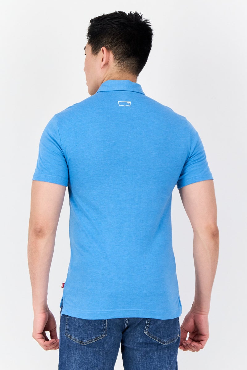 Levi's Men Regular Fit Plain Short Sleeve Polo Shirt, Blue - Image 3