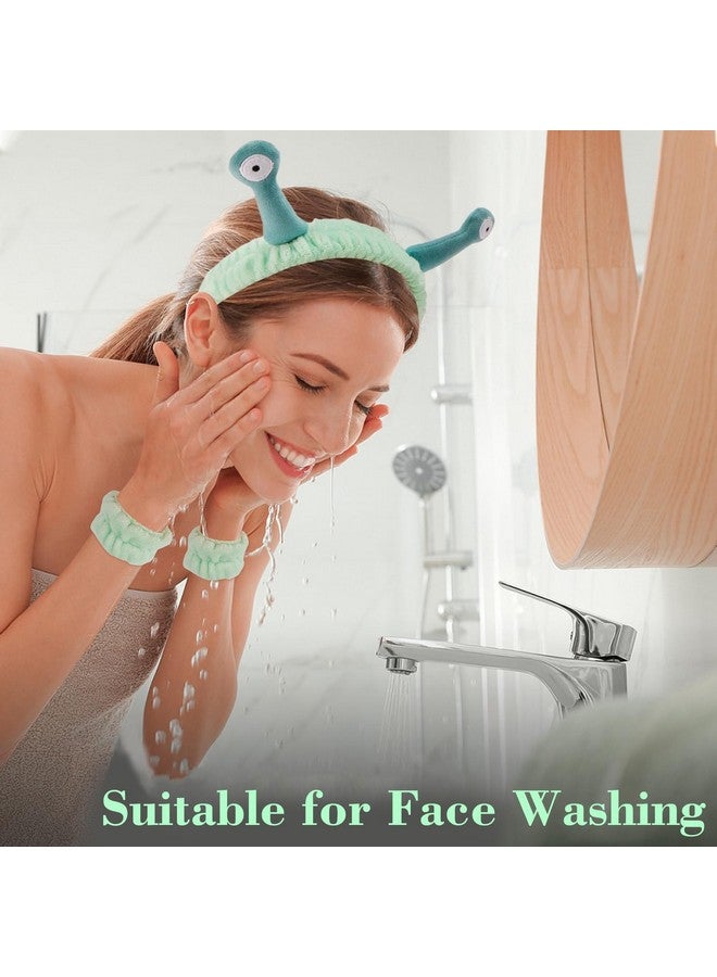 شاناكو عصابة رأس سبا الحلزون، عصابة رأس لغسل الوجه، عصابة رأس للمكياج، عصابة رأس للعناية بالبشرة، أربطة معصم لغسل الوجه، مناشف المعصم لغسل الوجه، أشياء لطيفة، هدايا مضحكة للنساء، إكسسوارات الشعر - Image 2