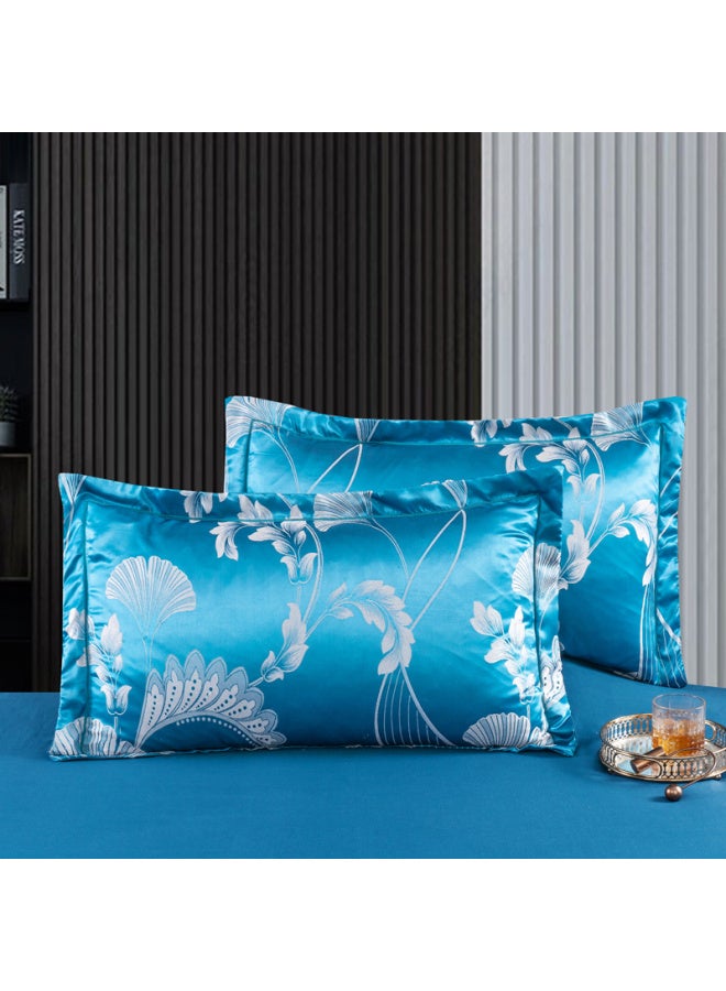European-style Satin Jacquard Pillowcase A Pair Of Adult Single And Double Pillowcase Pillowcase 48 × 74cm Full And-Color:Enjoy Life-qinlan [pair Of Pillowcases]★-Specifications:48cmX74cm★  - Image 1
