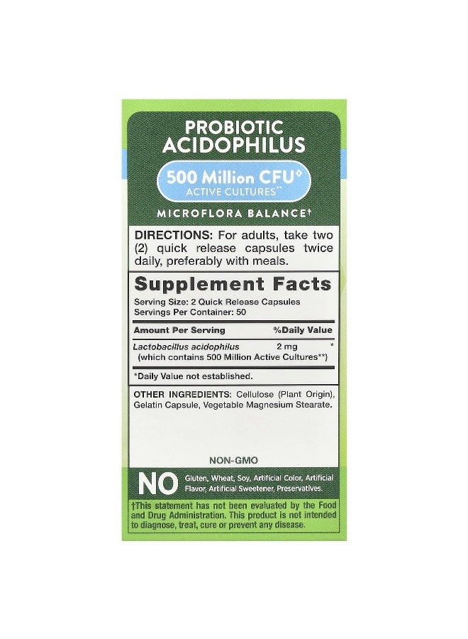 natures truth Nature's Truth, Probiotic Acidophilus, 2 mg , 100 Quick Release Capsules (1 mg per Capsule)  - Image 2