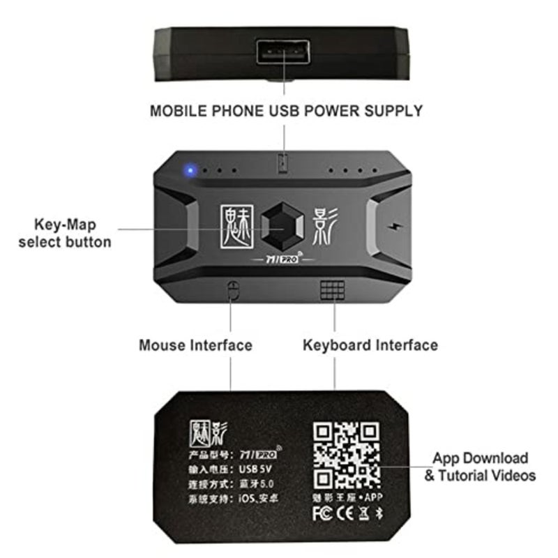 M1 Pro Keyboard and Mouse Converter Portable Mobile Gaming Keyboard and Mouse Adapter BT5.0 Connection Support Android iOS System - Image 3