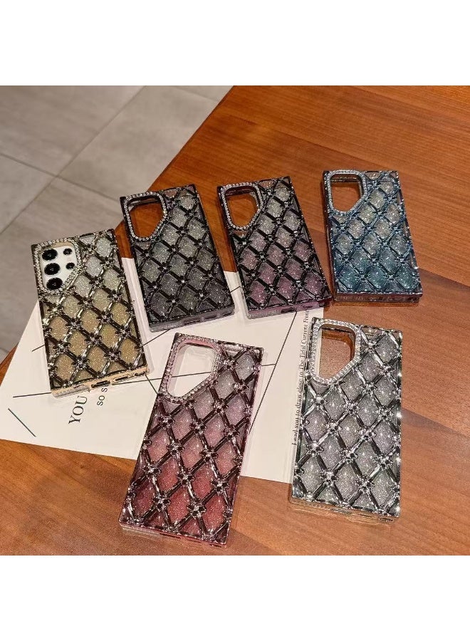 Samsung S26 Ultra Phone Case Electroplated Diamond Grid Flower Glitter S24 Plus Waterproof Shockproof Protective Cover - Image 3