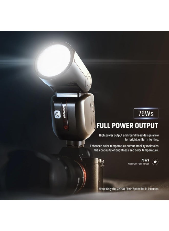 Neewer Z2PRO-S TTL Round Head Flash Speedlite For Sony – On-Camera Speedlight With 1/8000s HSS, Rechargeable Battery, 2.4G Wireless System And Magnetic Light Modifiers - Image 2