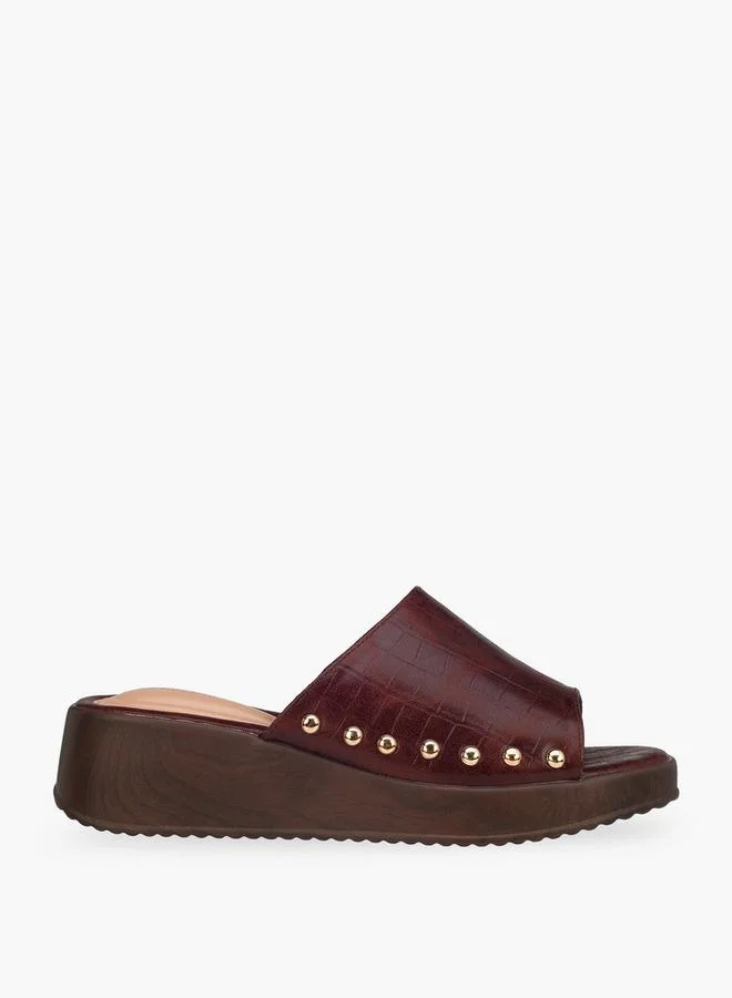 Surestep BROWN Women Textured Flatform Heel Sandals for Women | Best Price UAE