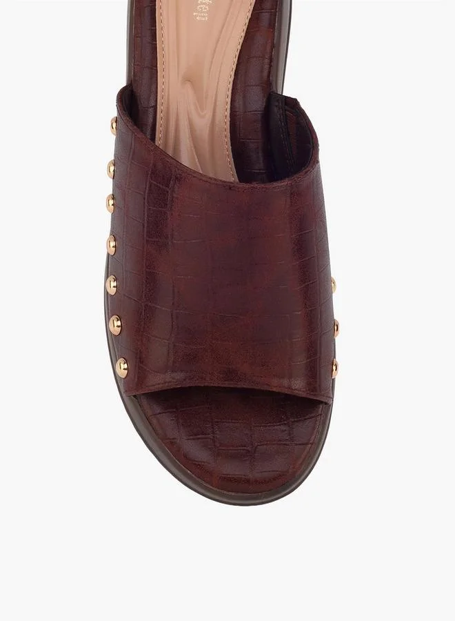 Surestep BROWN Women Textured Flatform Heel Sandals for Women | Best Price UAE