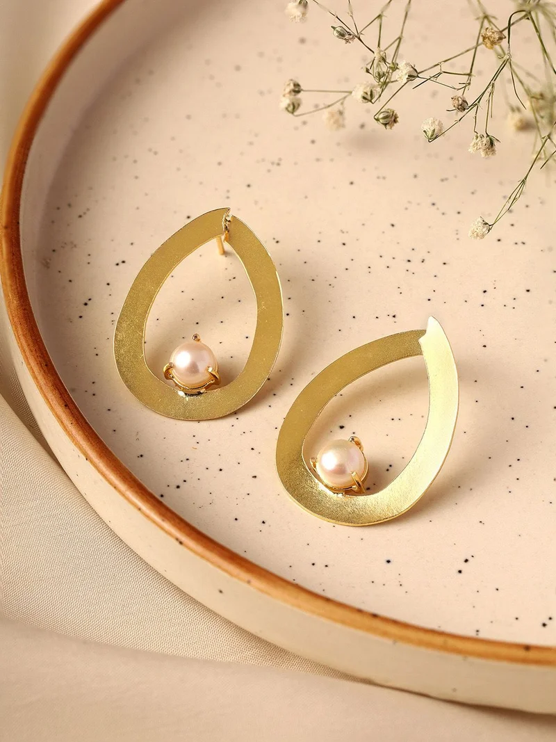 Priyaasi Artificial Beads Beaded Contemporary Hoop Earrings