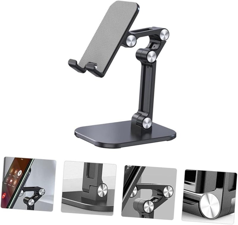 Foldable Phone Tablet Stand Holder with Charging Cable Desktop Bracket Black - Image 5