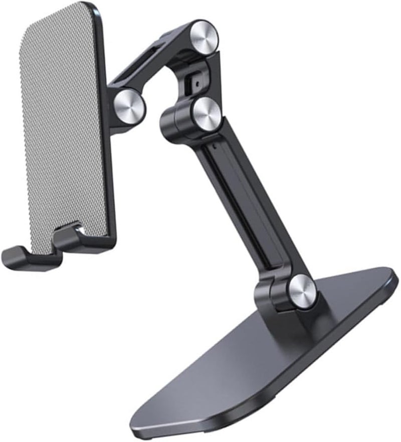 Foldable Phone Tablet Stand Holder with Charging Cable Desktop Bracket Black - Image 1