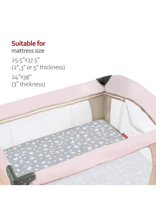Moonsea Pack And Play Sheet Quilted Breathable Thick Playpen Lovely Print Cover 39"×27"×5" Fits Graco Portable Mini Cribs Suitable For Yards And Foldable Mattress Pack And Play Pad  - Image 3