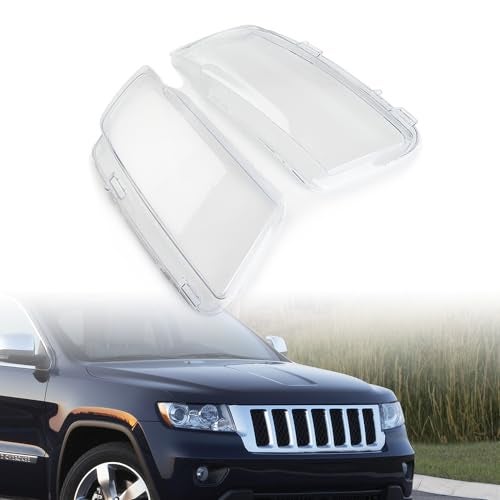Anzios Left Right PC Transparent Lens Headlight Covers Compatible for 2011-2013 Jeep Grand Cherokee 55079379AF 55079378AF Head Lamp - Image 1