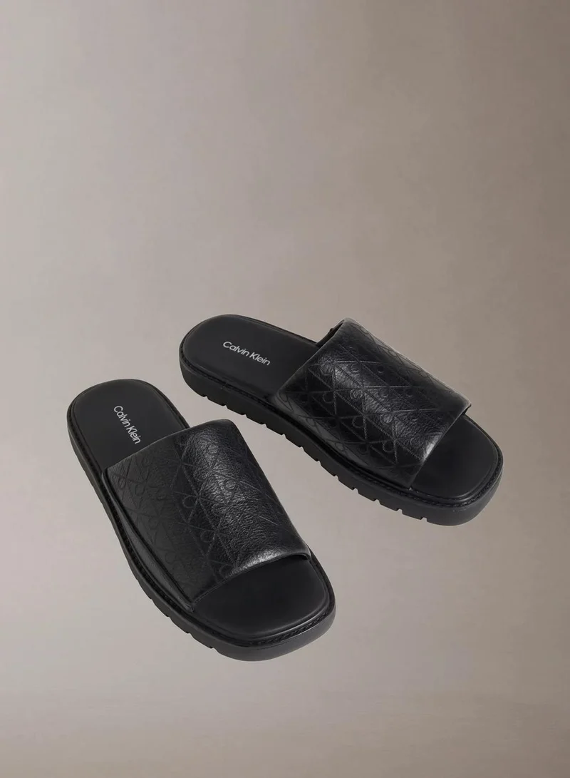 Calvin Klein Alonso - Leather Slider Sandals