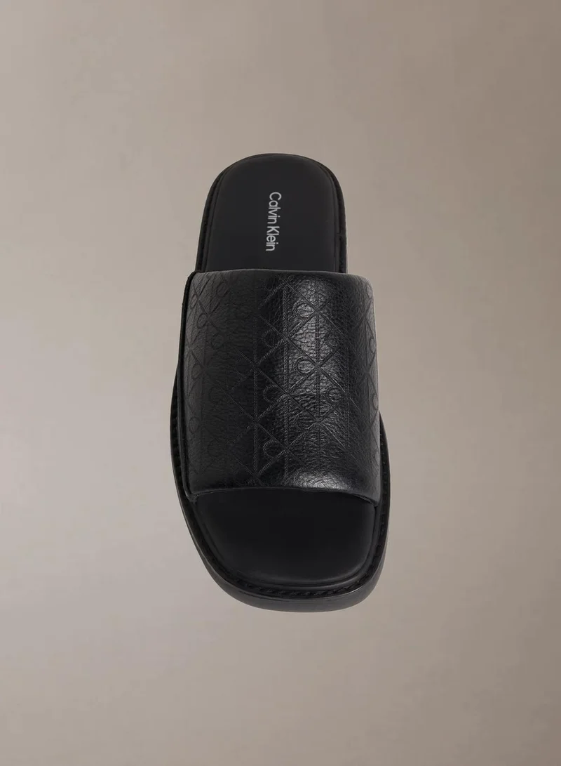 Calvin Klein Triple Black Alonso - Leather Slider Sandals for Men | Best Price UAE